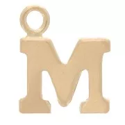 8mm Alphabet letter Charm with closed ring - M - Light Gold filled x1