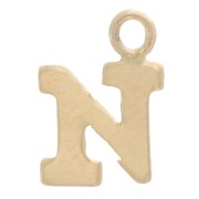 8mm Alphabet letter Charm with closed ring - N - Light Gold filled x1|raw }}