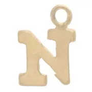 8mm Alphabet letter Charm with closed ring - N - Light Gold filled x1