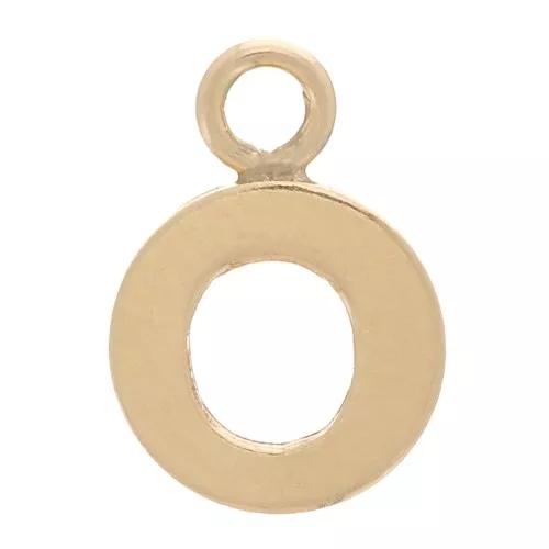 8mm Alphabet letter Charm with closed ring - O - Light Gold filled x1