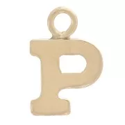 8mm Alphabet letter Charm with closed ring - P - Light Gold filled x1