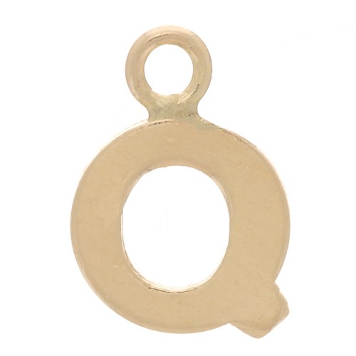 8mm Alphabet letter Charm with closed ring - Q - Light Gold filled x1