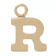 8mm Alphabet letter Charm with closed ring - R - Light Gold filled x1