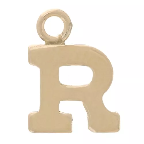 8mm Alphabet letter Charm with closed ring - R - Light Gold filled x1