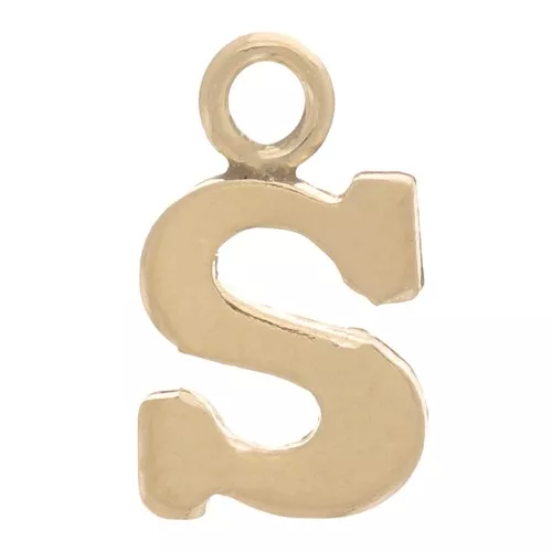 8mm Alphabet letter Charm with closed ring - S - Light Gold filled x1