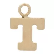 8mm Alphabet letter Charm with closed ring - T - Light Gold filled x1