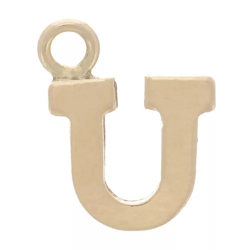 8mm Alphabet letter Charm with closed ring - U - Light Gold filled x1