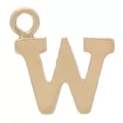 8mm Alphabet letter Charm with closed ring - W - Light Gold filled x1