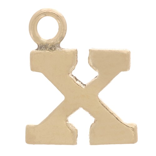 8mm Alphabet letter Charm with closed ring - X - Light Gold filled x1