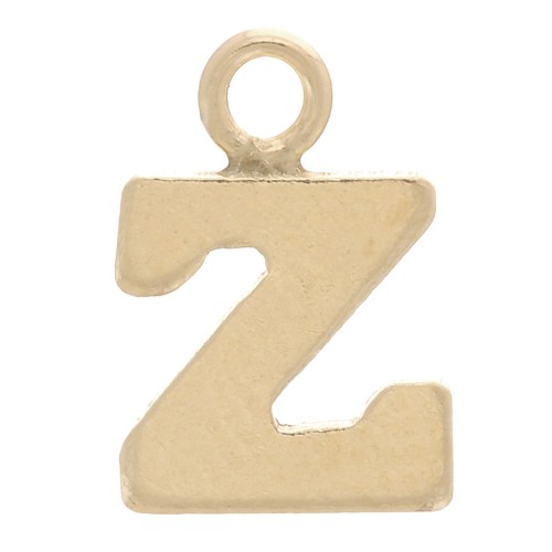 8mm Alphabet letter Charm with closed ring - Z - Light Gold filled x1