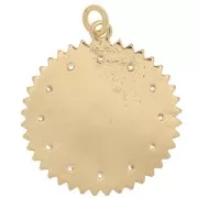 20mm Round ethnic pendant with zirconium oxide and epoxy resin - Gold - White x1