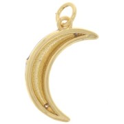 21x12mm Half moon pendant with zirconium oxide and epoxy resin Gold - Blue - Crystal x1