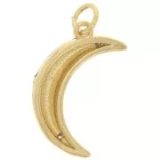 21x12mm Half moon pendant with zirconium oxide and epoxy resin Gold - Blue - Crystal x1