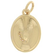 16.5x11.5mm Oval moon pendant with zirconium oxide and epoxy resin - Gold - White x1