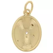 16x11mm Oval mystic pendant with zirconium oxide & epoxy resin - Gold - Black x1