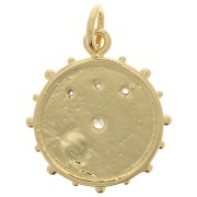 18x16mm Round mystic eye pendant with zirconium oxide & epoxy resin - Gold - Black x1