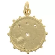 18x16mm Round mystic eye pendant with zirconium oxide & epoxy resin - Gold - Black x1