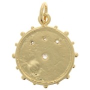 16mm Round mystic eye pendant with zirconium oxide & epoxy resin - Gold - White x1