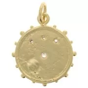 16mm Round mystic eye pendant with zirconium oxide & epoxy resin - Gold - White x1