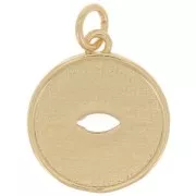 15mm Round eye pendant with zirconium oxide & epoxy resin - Gold - White pearl x1