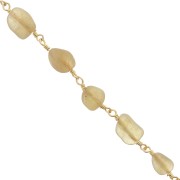 7mm Fancy chain with irregular gemstones - Gold - Yellow Apatite x50cm|raw }}