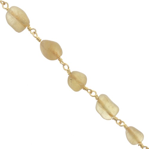 7mm Fancy chain with irregular gemstones - Gold - Yellow Apatite x50cm