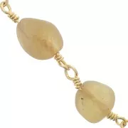 7mm Fancy chain with irregular gemstones - Gold - Yellow Apatite x50cm