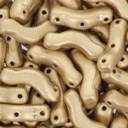 3x12mm 3-hole Bridge Glass Beads - Gold Mat x10g|raw }}