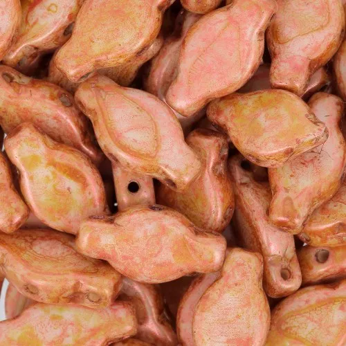 6x12mm 3-hole Navette shaped Glass beads - Cinnamon x10g