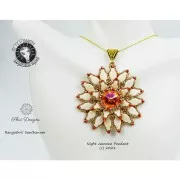 6x12mm 3-hole Navette shaped Glass beads - Red Metallic Mat x10g