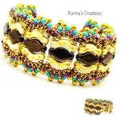 6x12mm 3-hole Navette shaped Glass beads - Red Metallic Mat x10g