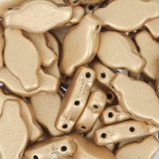 6x12mm 3-hole Navette shaped Glass beads - Gold Mat x10g|raw }}