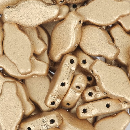 6x12mm 3-hole Navette shaped Glass beads - Gold Mat x10g