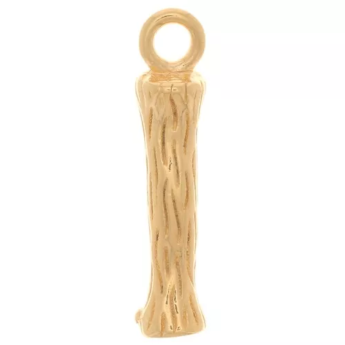 16x3mm Alphabet letter pendant bamboo effect - I - Fine Gold plated x1