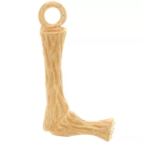 15x8mm Alphabet letter pendant bamboo effect - L - Fine Gold plated x1