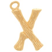 16x10mm Alphabet letter pendant bamboo effect - X - Fine Gold plated x1|raw }}