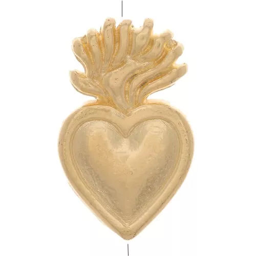 16x10mm Mexican Ex-voto heart bead - Fine Gold plated x1