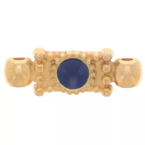 21x7mm Epoxy Resin Worked Rectangular connector - Fine Gold Plated - Blue x1