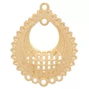 39x31mm drop oriental pattern Pendant 6 rings - Fine Gold Plated x1