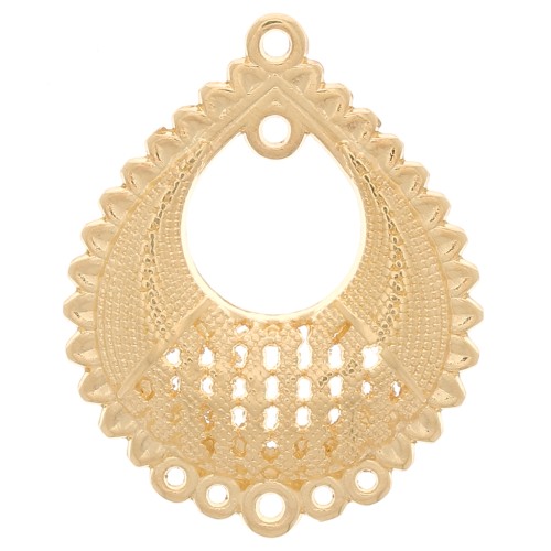 39x31mm drop oriental pattern Pendant 6 rings - Fine Gold Plated x1