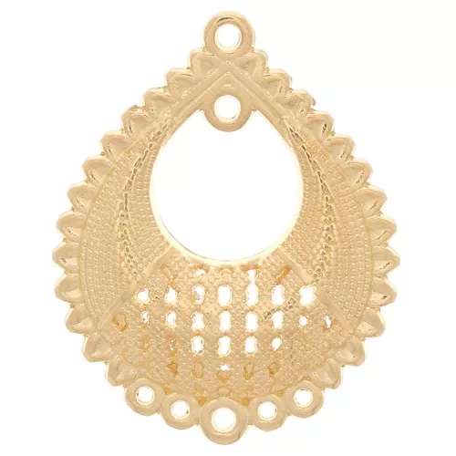 39x31mm drop oriental pattern Pendant 6 rings - Fine Gold Plated x1