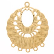 36x30mm Round worked pendant 5 rings - Fine Gold plated x1|raw }}