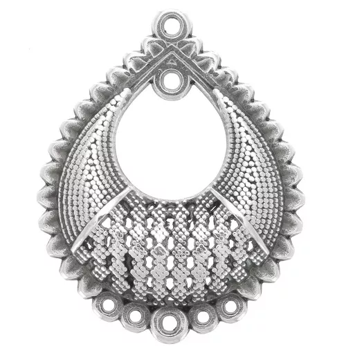 39x31mm Drop oriental pattern Pendant - Antique silver plating x1