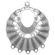 36x30mm Round pendant with 5 rings - Antique silver plating x1