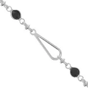 5.5mm Fancy mesh chain - faceted glass beads - Silver Tone - Black x50cm