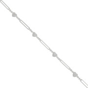 6mm Fancy rectangle mesh chain with small hearts - Silver Tone x50cm|raw }}