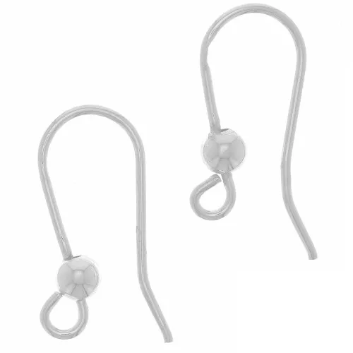 925 Sterling Silver 15mm Ball earwires with open ring x2