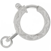 925 Sterling Silver 15mm Spring clasp - ethnic pattern - with open ring x1