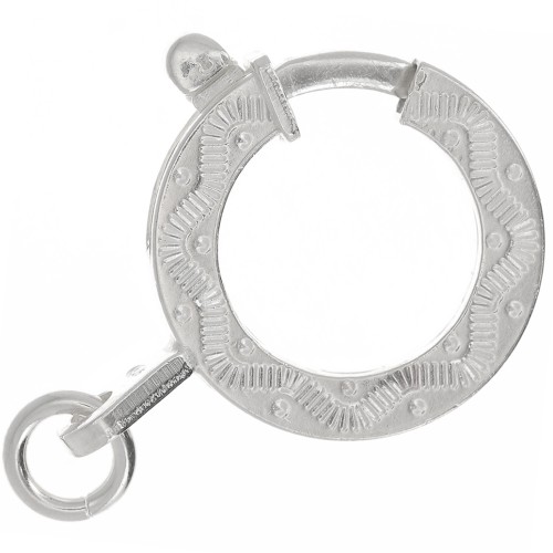 925 Sterling Silver 15mm Spring clasp - ethnic pattern - with open ring x1
