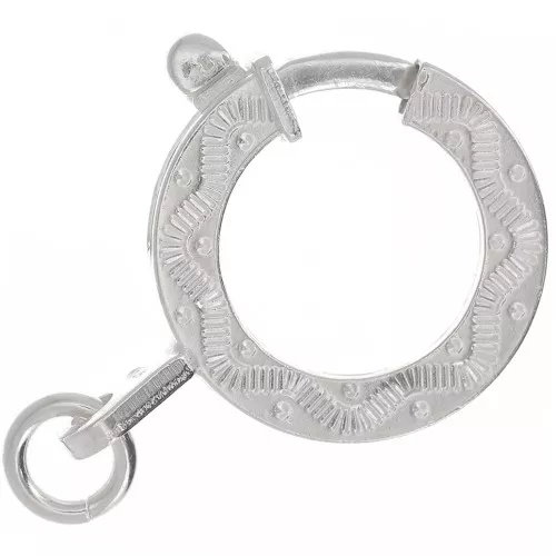 925 Sterling Silver 15mm Spring clasp - ethnic pattern - with open ring x1